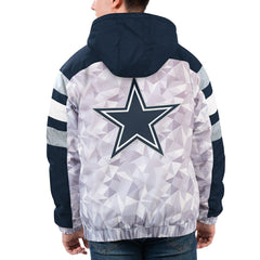Dallas Cowboys Starter Thursday Night Gridiron Raglan Half-Zip Hooded Jacket White/Navy