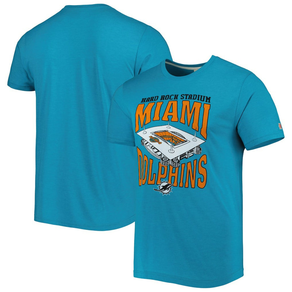 Miami Dolphins Homage Stadium Tri-Blend T-Shirt Aqua