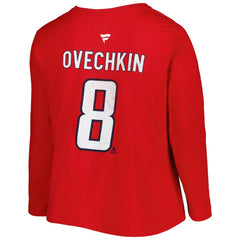 NHL Washington Capitals Profile Women's Plus Size Distressed Printed Name & Number Long Sleeve T-Shirt - Red