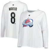 NHL Colorado Avalanche Profile Women's Plus Size Distressed Printed Name & Number Long Sleeve T-Shirt - White