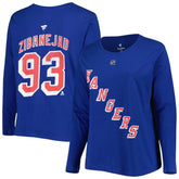 NHL New York Rangers Profile Women's Plus Size Distressed Printed Name & Number Long Sleeve T-Shirt - Blue