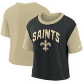 New Orleans Saints Women's High Hip Fashion T-Shirt Gold/Black