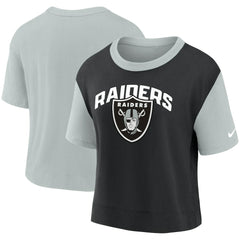 Las Vegas Raiders Women's High Hip Fashion T-Shirt Silver/Black