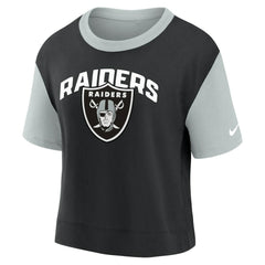 Las Vegas Raiders Women's High Hip Fashion T-Shirt Silver/Black