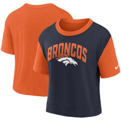 Denver Broncos Women's High Hip Fashion T-Shirt Orange/Navy