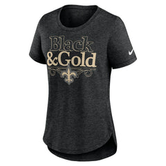 New Orleans Saints Women's Local Fashion Tri-Blend T-Shirt Heather Black