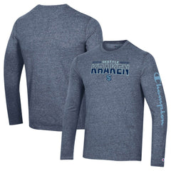 NHL Seattle Kraken Champion Tri-Blend Long Sleeve T-Shirt - Heather Navy