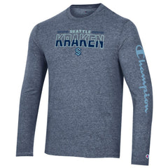 NHL Seattle Kraken Champion Tri-Blend Long Sleeve T-Shirt - Heather Navy