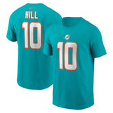 Tyreek Hill Miami Dolphins Player Name & Number T-Shirt Aqua