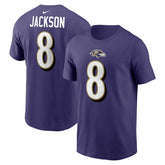 Lamar Jackson Baltimore Ravens Player Name & Number T-Shirt Purple