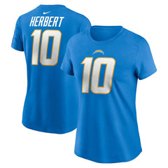 Justin Herbert Los Angeles Chargers Women's Player Name & Number T-Shirt Powder Blue