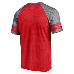 Minnesota Twins Fanatics Utility Two-Stripe Raglan Tri-Blend T-Shirt - Heather Red T-shirts