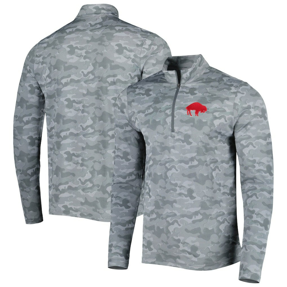Buffalo Bills Antigua Brigade Throwback Quarter-Zip Top Gray