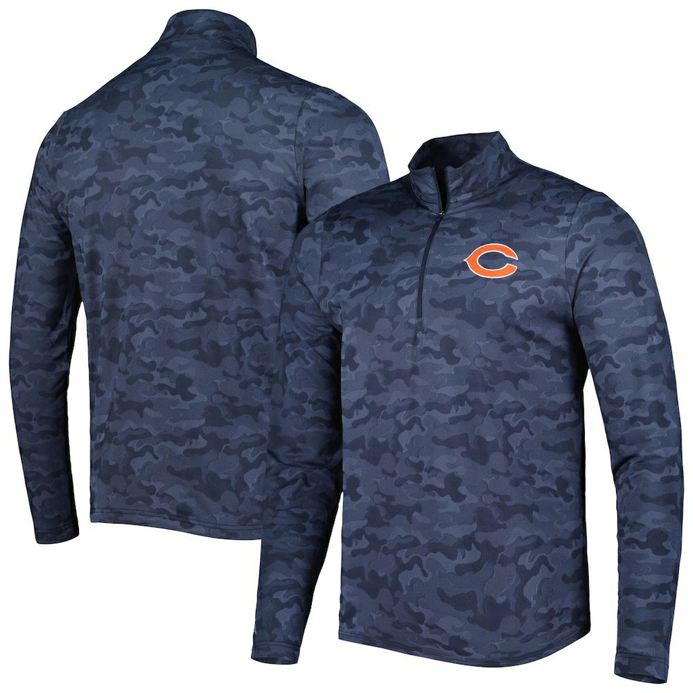 Chicago Bears Antigua Brigade Quarter-Zip Sweatshirt Navy