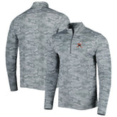 Cleveland Browns Antigua Brigade Throwback Quarter-Zip Top Gray