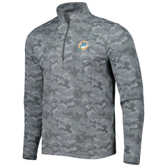 Miami Dolphins Antigua Brigade Throwback Quarter-Zip Top Gray
