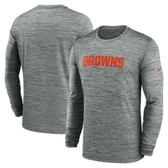 Cleveland Browns Sideline Team Velocity Performance Long Sleeve T-Shirt Heather Gray