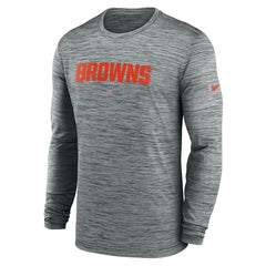 Cleveland Browns Sideline Team Velocity Performance Long Sleeve T-Shirt Heather Gray
