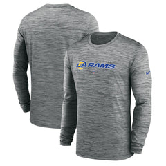 Los Angeles Rams Sideline Team Velocity Performance Long Sleeve T-Shirt Heather Gray