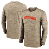 Cleveland Browns Sideline Team Velocity Performance Long Sleeve T-Shirt Brown