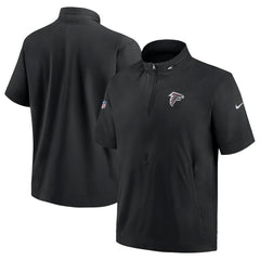 Atlanta Falcons Sideline Coach Short Sleeve Hoodie Quarter-Zip Jacket - Black