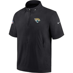 Jacksonville Jaguars Sideline Coach Short Sleeve Hoodie Quarter-Zip Jacket - Black
