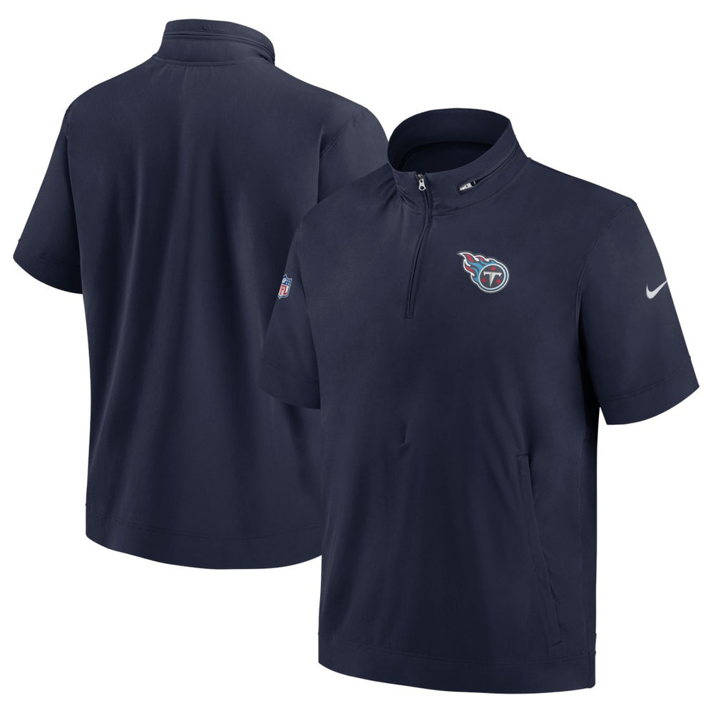 Tennessee Titans Sideline Coach Short Sleeve Hoodie Quarter-Zip Jacket - Navy