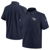 Tennessee Titans Sideline Coach Short Sleeve Hoodie Quarter-Zip Jacket - Navy