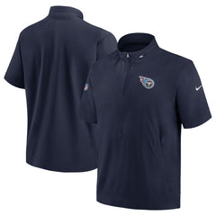 Tennessee Titans Sideline Coach Short Sleeve Hoodie Quarter-Zip Jacket - Navy