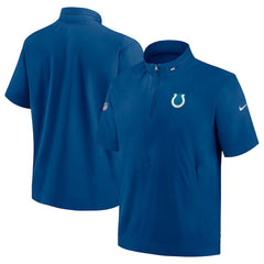 Indianapolis Colts Sideline Coach Short Sleeve Hoodie Quarter-Zip Jacket - Royal
