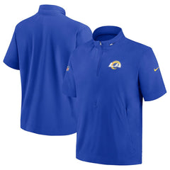 Los Angeles Rams Sideline Coach Short Sleeve Hoodie Quarter-Zip Jacket - Royal