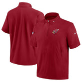 Arizona Cardinals Sideline Coach Short Sleeve Hoodie Quarter-Zip Jacket - Cardinal