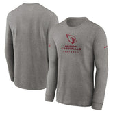 Arizona Cardinals Sideline Performance Long Sleeve T-Shirt Heather Gray