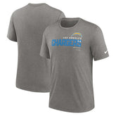 Los Angeles Chargers Team Tri-Blend T-Shirt Heather Charcoal