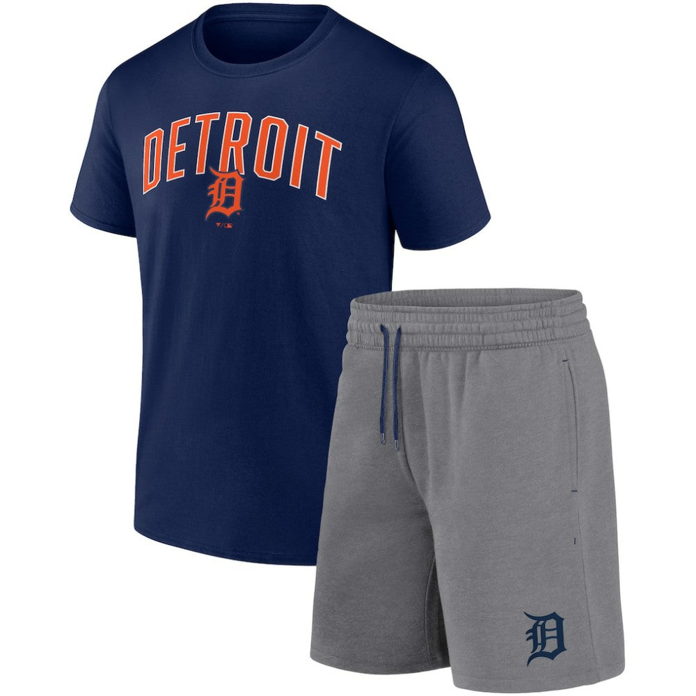 Detroit Tigers Fanatics Arch T-Shirt & Shorts Combo Set - Navy/Heather Gray Shorts