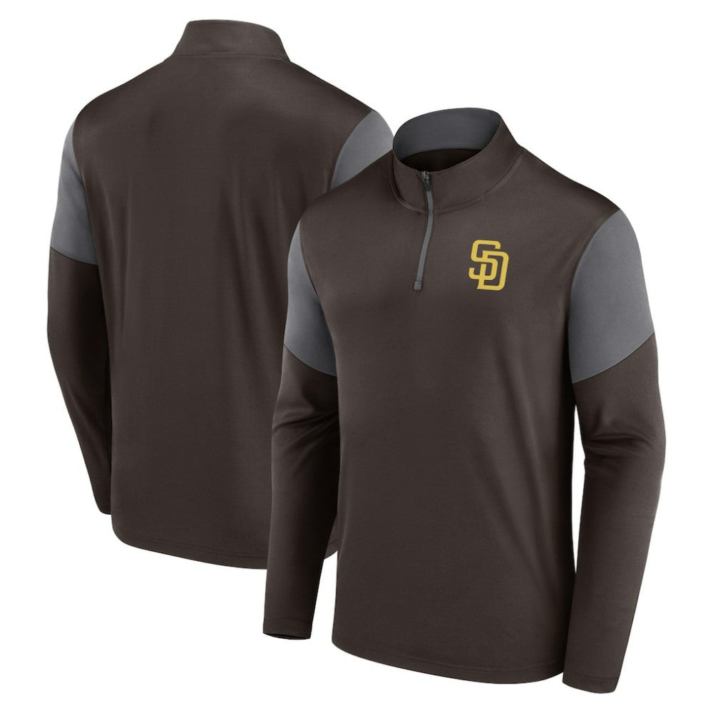 San Diego Padres Fanatics Logo Quarter-Zip Top - Brown Tops