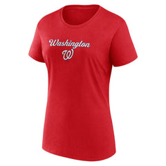 Washington Nationals Fanatics Women's Script T-Shirt & Shorts Combo Set - Red/Gray Shorts