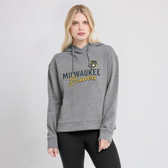 Milwaukee Brewers Fanatics Women's Script Favorite Lightweight Pullover Hoodie - Heather Gray Hoodies