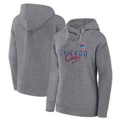 Chicago Cubs Fanatics Women's Script Favorite Lightweight Pullover Hoodie - Heather Gray Hoodies