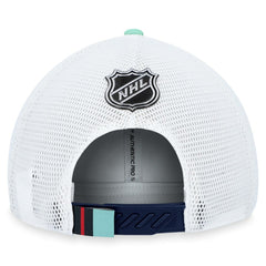 NHL Seattle Kraken Fanatics 2023 NHL Draft On Stage Trucker Adjustable Hat - Deep Sea Blue