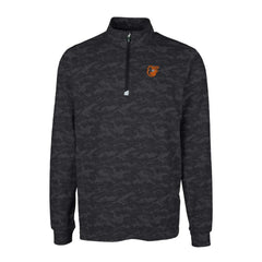 Baltimore Orioles Cutter & Buck Traverse Camo Print Stretch Quarter-Zip Pullover Top - Black Pullover
