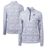 New York Yankees Cutter & Buck Women's Traverse Camo Print Stretch Quarter-Zip Pullover Top - Charcoal Pullover
