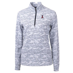 Los Angeles Angels Cutter & Buck Women's Traverse Camo Print Stretch Quarter-Zip Pullover Top - Charcoal Pullover