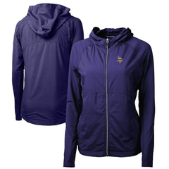 Minnesota Vikings Cutter & Buck Women's Adapt Eco Knit Hybrid Recycled Full-Zip Hoodie Purple