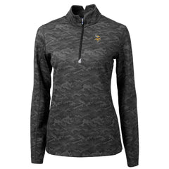 Minnesota Vikings Cutter & Buck Women's Traverse Camo Print Stretch Quarter-Zip Pullover Top Black