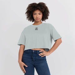 Green Bay Packers Women's Elements Super Soft Boxy Cropped T-Shirt Gray