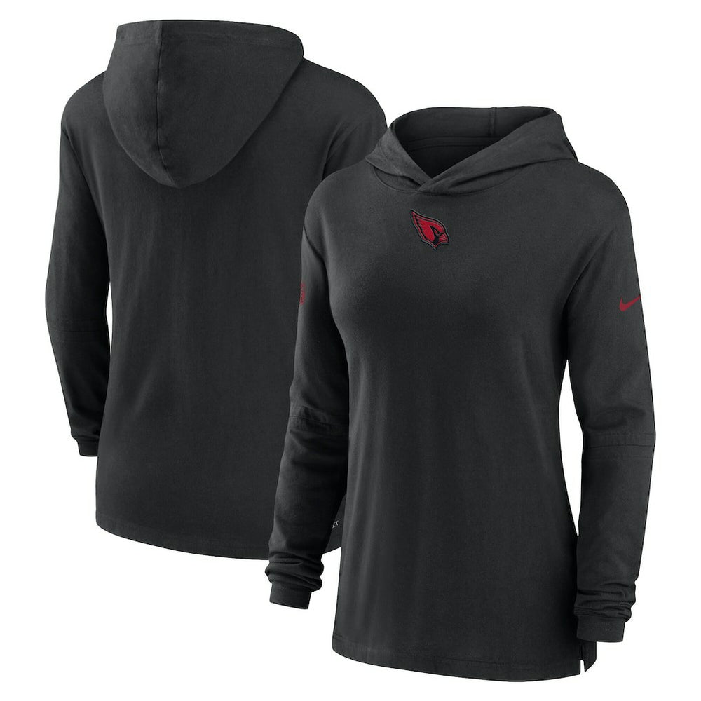 Arizona Cardinals Women's Sideline Performance Long Sleeve Hoodie T-Shirt Black