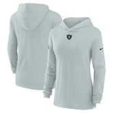 Las Vegas Raiders Women's Sideline Performance Long Sleeve Hoodie T-Shirt Silver