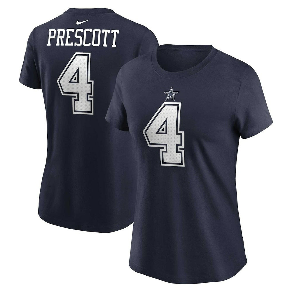 Dak Prescott Dallas Cowboys Women's Player Name & Number T-Shirt Navy