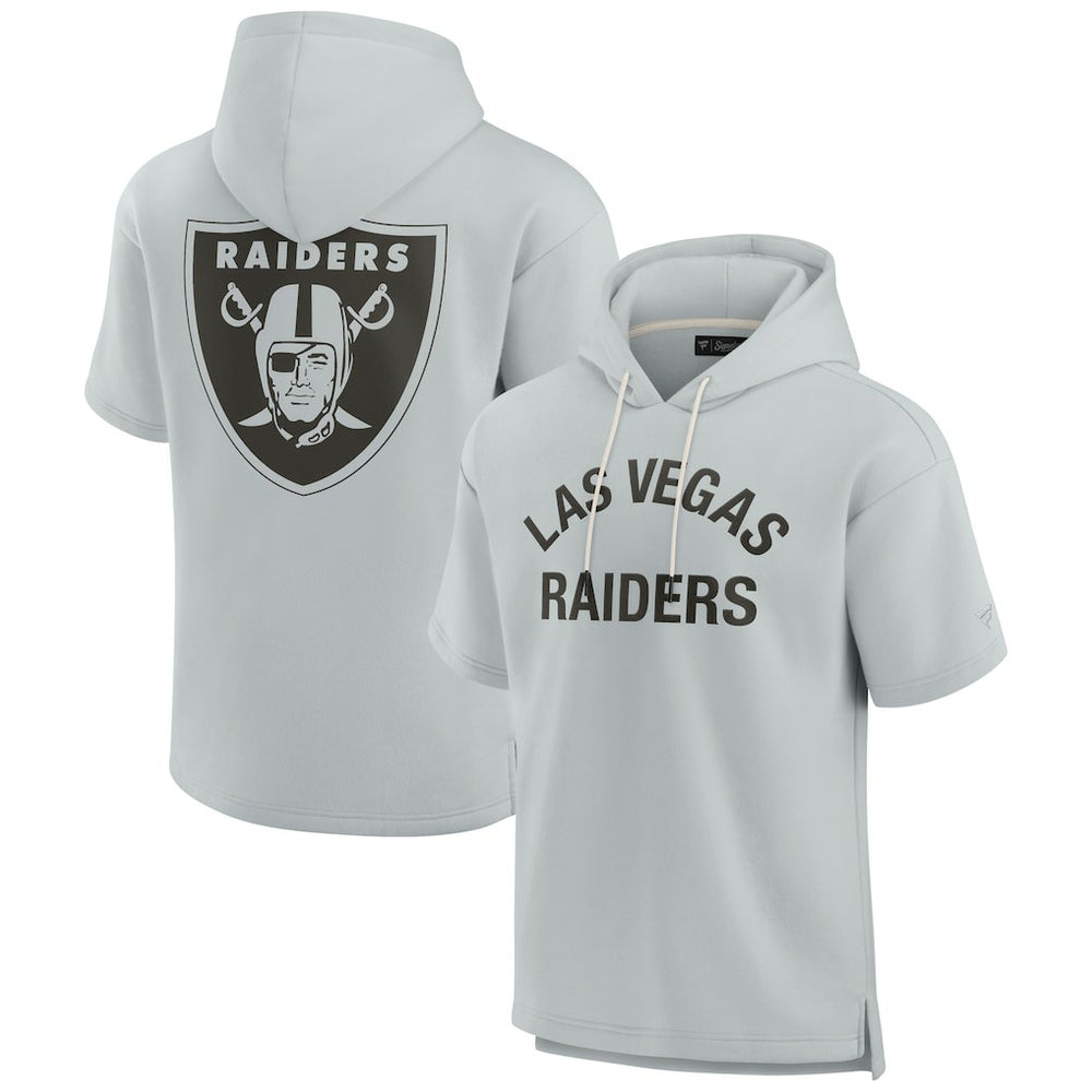 Las Vegas Raiders Unisex Elements Super Soft Fleece Short Sleeve Pullover Hoodie Gray